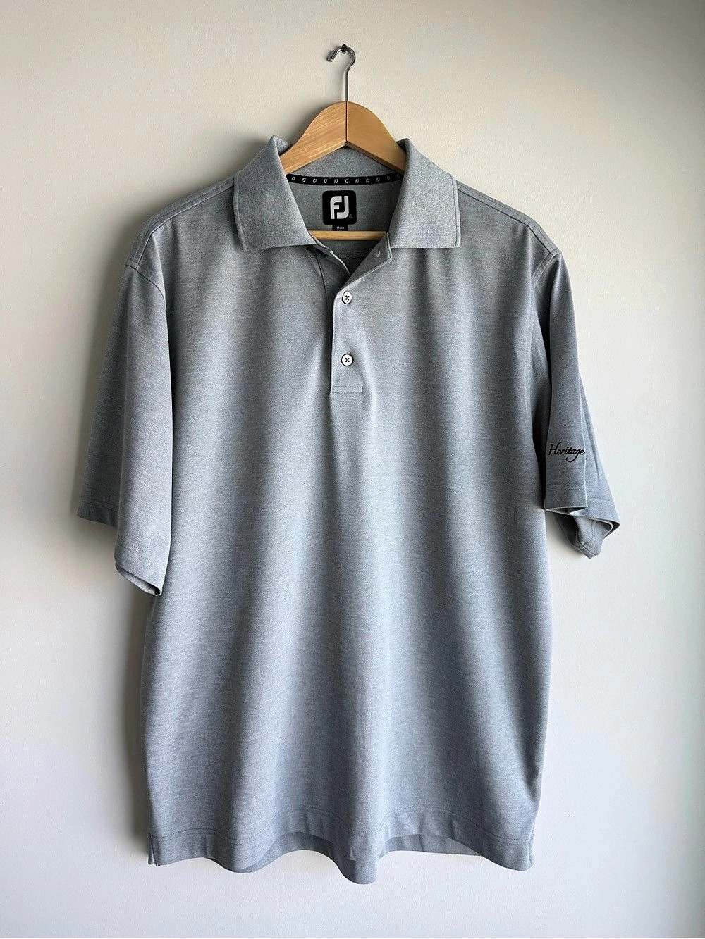 FootJoy Men’s Large Heritage Oaks Golf Club Gray Performance Polo
